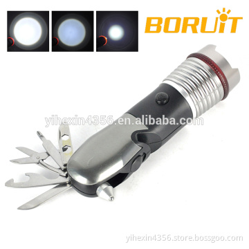 Tactical Fire Emergency Flashlight With Escape Hammer+Cutting Tool